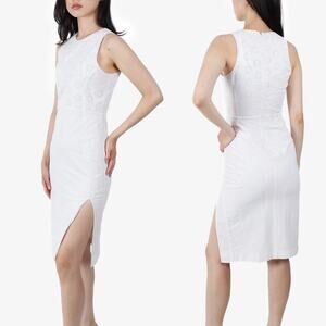 Altuzarra White Eyelet Sleeveless Sheath Midi Dress - 100% Cotton - Size 36/US 0